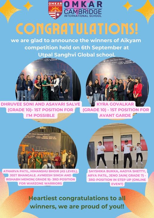 Heartiest congratulations to all the Winner’s of Omkar Cambridge International School.